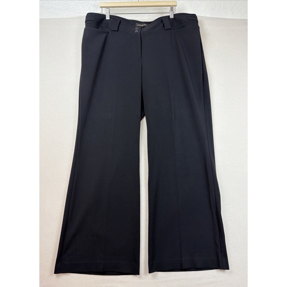 Lane Bryant Wide Leg Flat Front Formal Trouser Pants Size 5 Career 42X31 Black